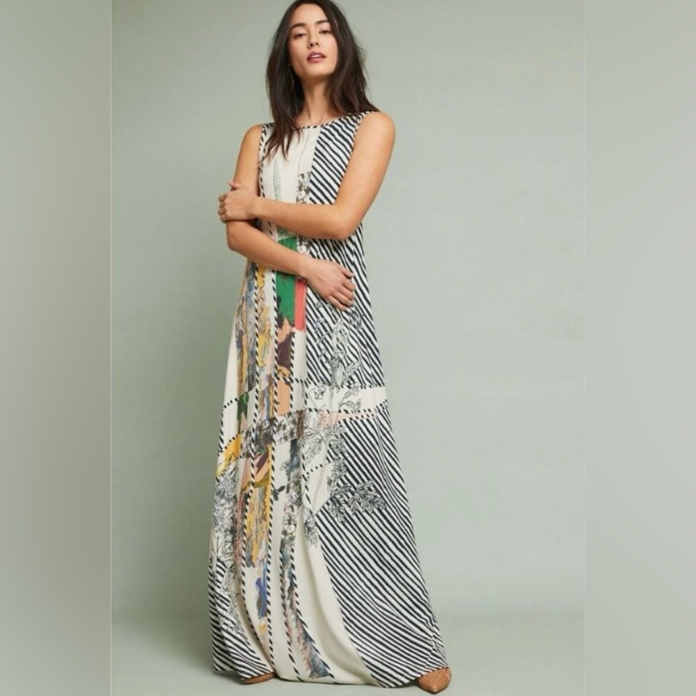 Anthropologie Geisha Designs Drama Maxi Dress